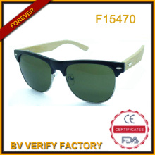 Hotsale 2015 Metal & PC Sunglass con templos de bambú (F15470)